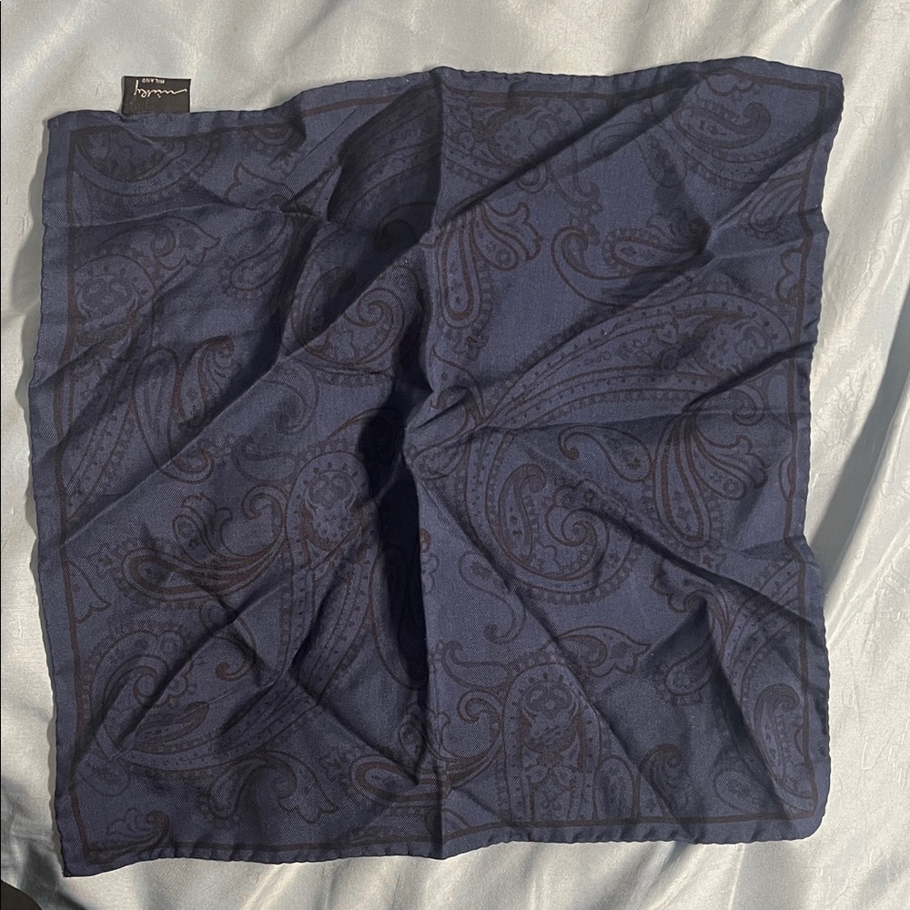 Nicky Navy Paisley 100% Seta Pocket Square